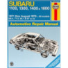 Subaru 1100 1300 1400 and 1600 Haynes Repair Manual covering the 1971 thru 1979 Subaru Sedan Coupe Hardtop Pick-up