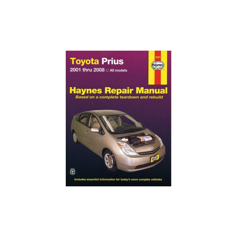 Toyota Prius Haynes Repair Manual covering 2001 thru 2012 models (does not include information specific to Prius C